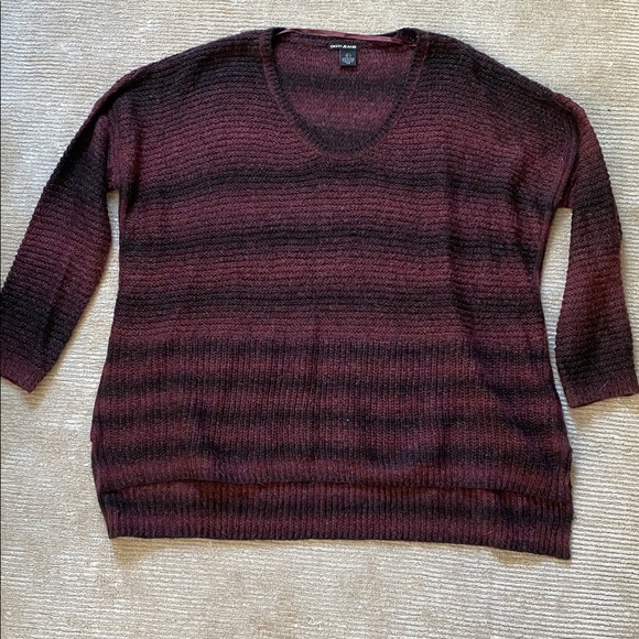 DKNY Jeans Scoopneck Striped Purple Red Black Flowy Oversized Sweater Size L - Picture 7 of 9